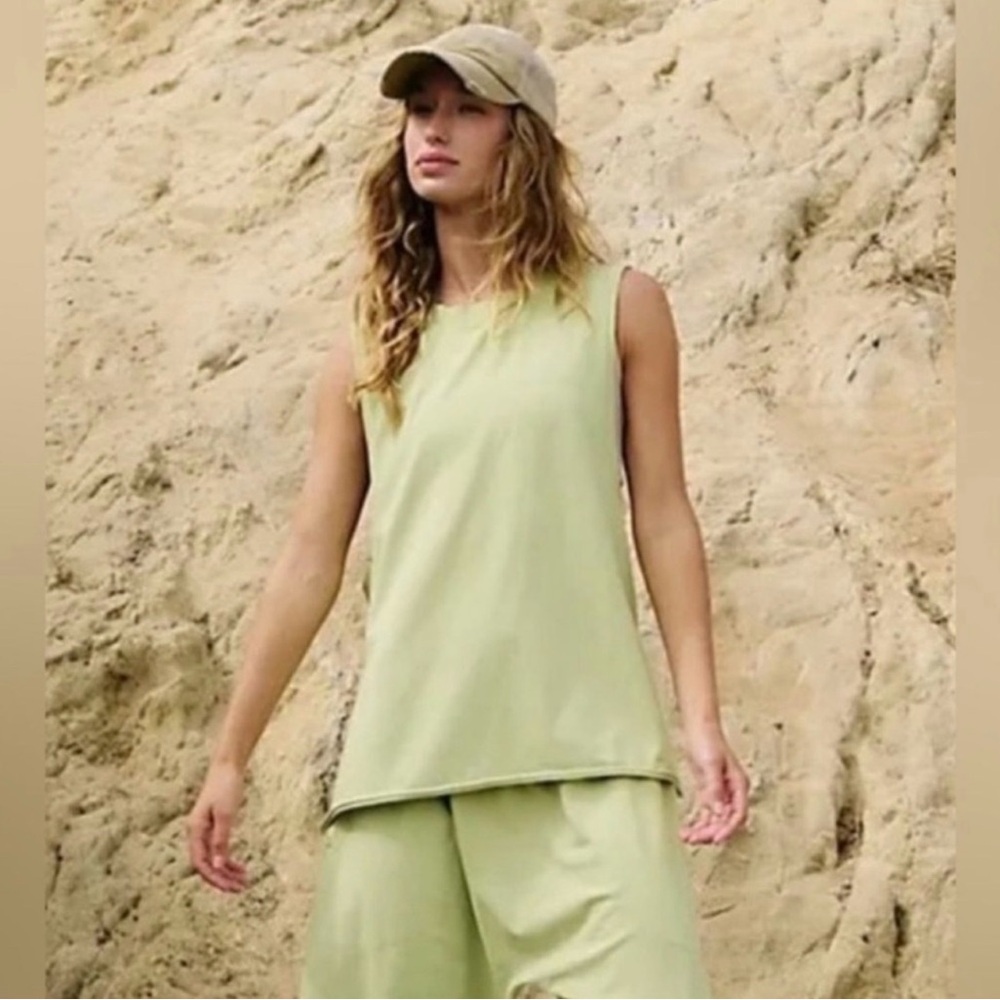 Free People X FP Movement Hot Shot Relaxed Pants and Tank Set Pistachio Color